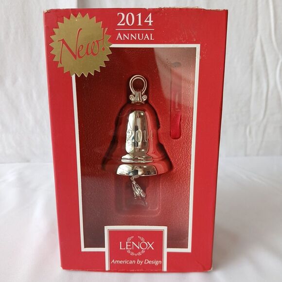LENOX 2014 Silver Annual Bell Ornament Limited Edition Xmas Tree In Box - Picture 1 of 3